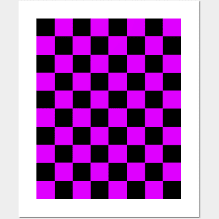 Phlox and Black Chessboard Pattern Posters and Art